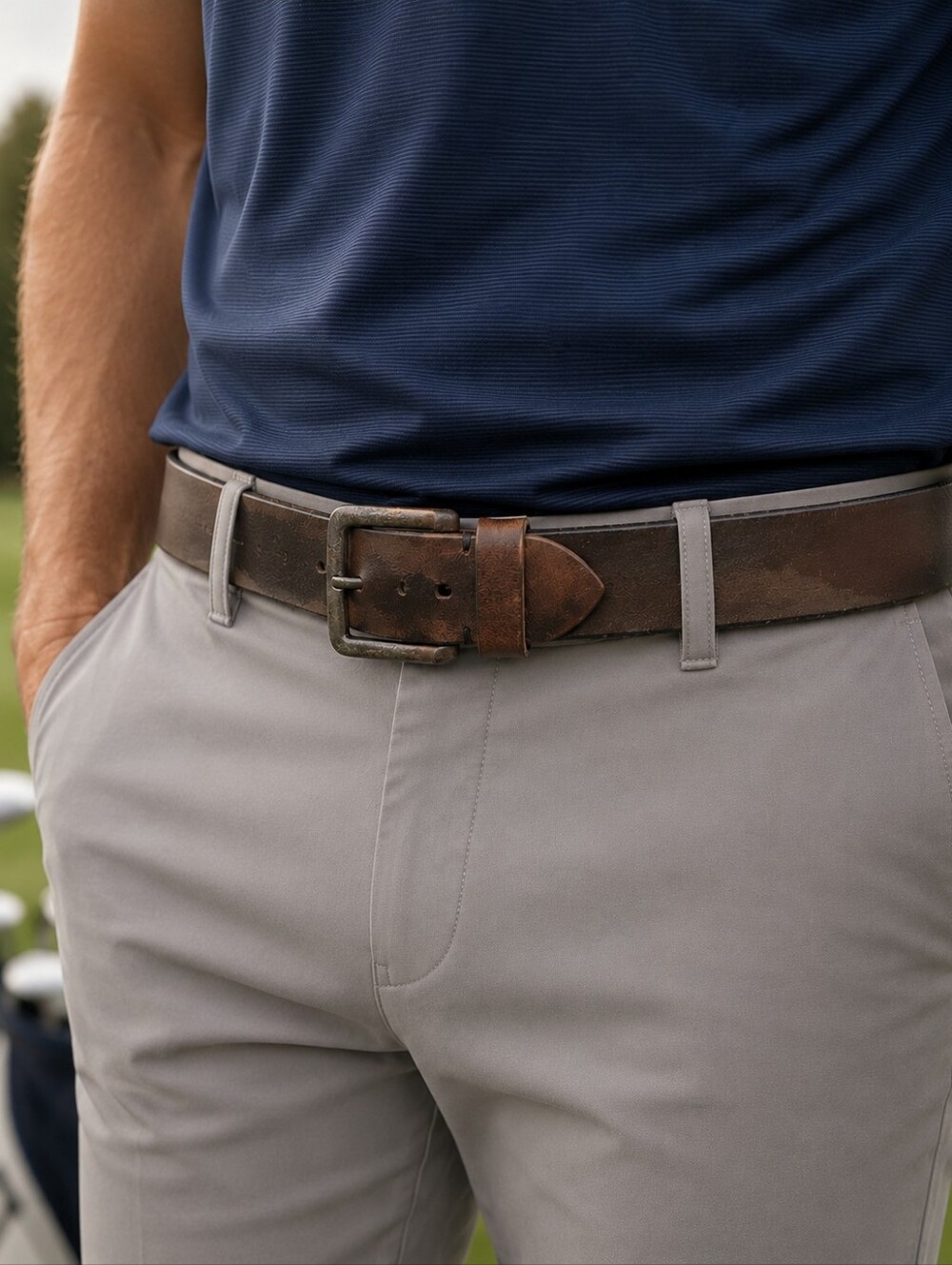 Fresco Golf Italian Calf Leather Belt Mens Sz 110/125 US 42 Custom Design Italy